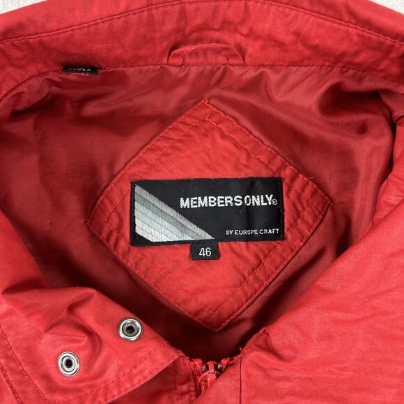 Vintage Members Only By Europe Craft Bomber Jacket Mens Size 46 1980's Red Large - Picture 2 of 10